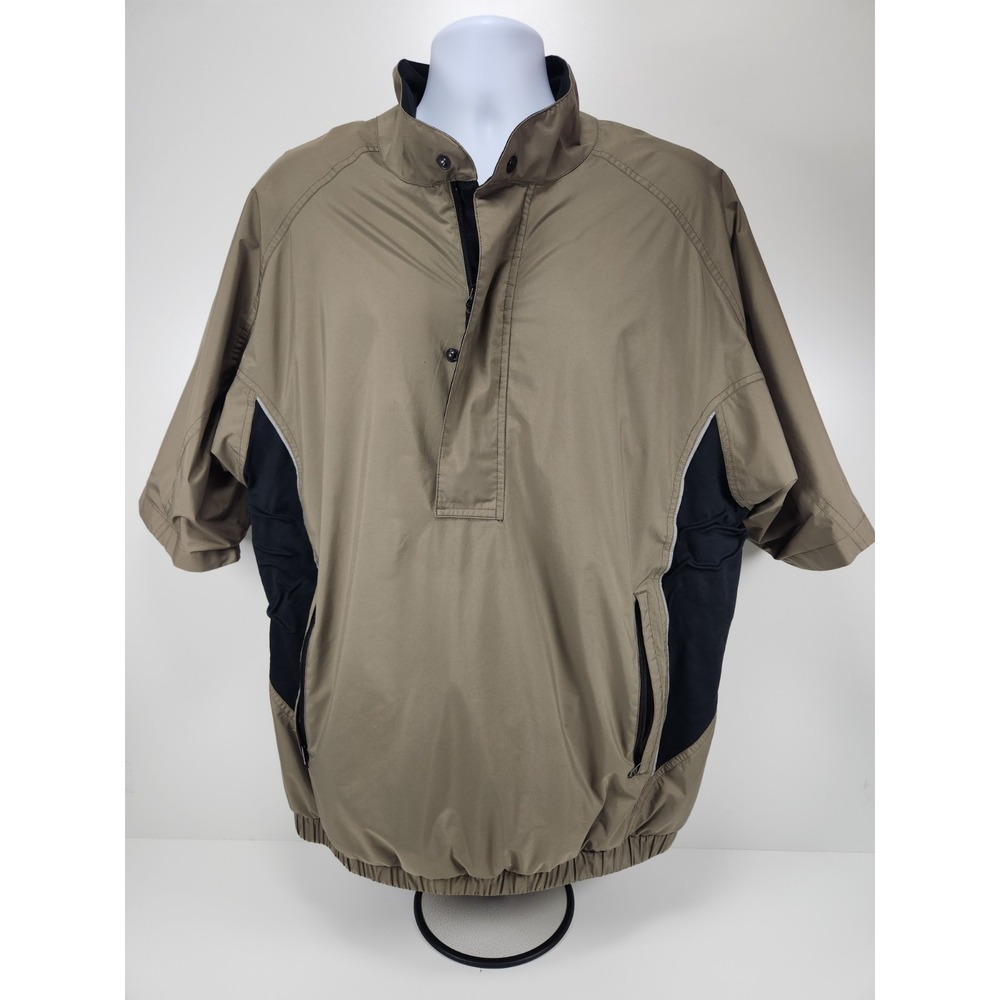 Dryjoys by Footjoy Short Sleeve Wind Rain‎ Shirt Jacket Pullover Mens XL Khaki